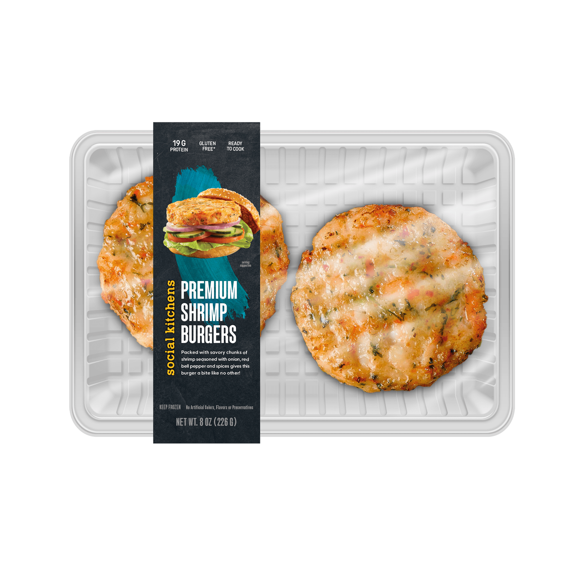 Package of Social Kitchens PREMIUM SHRIMP BURGERS