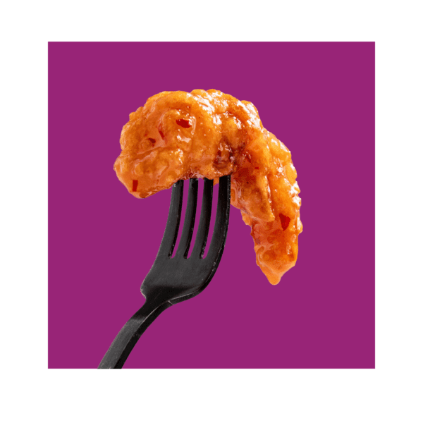 Sweet and Spicy Shrimp on a fork