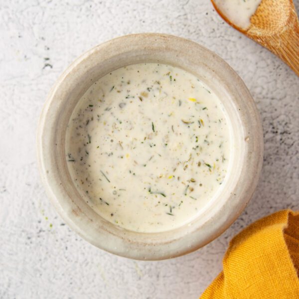 Bowl of Creamy Lemon Caper Sauce