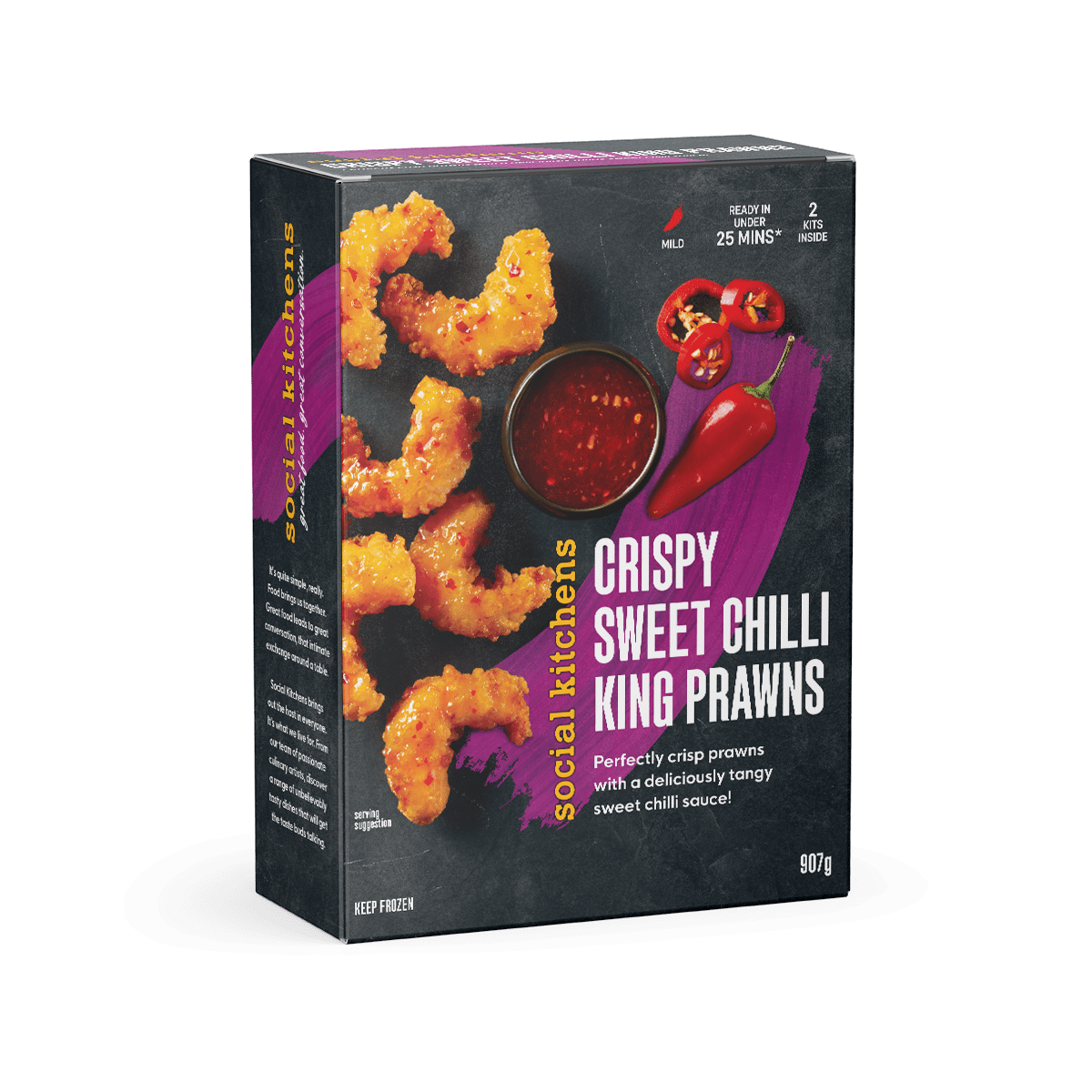 social kitchens nutrition crispy sweet chilli king prawns front of package