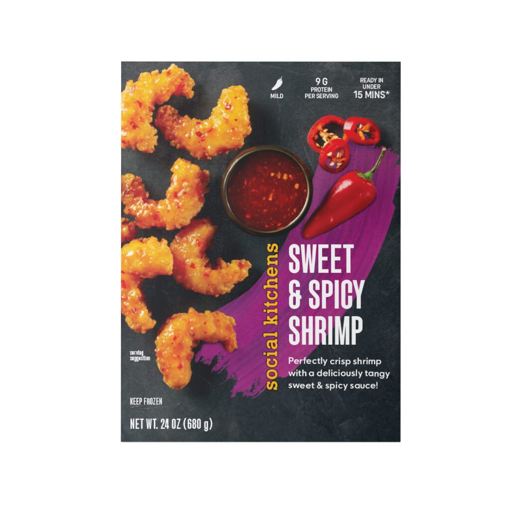 Social Kitchens Sweet and Spicy Shrimp 24oz Front of Package