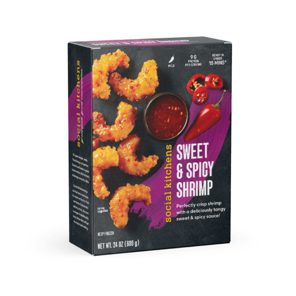 Social Kitchens Sweet and Spicy Shrimp 24oz Front of Package