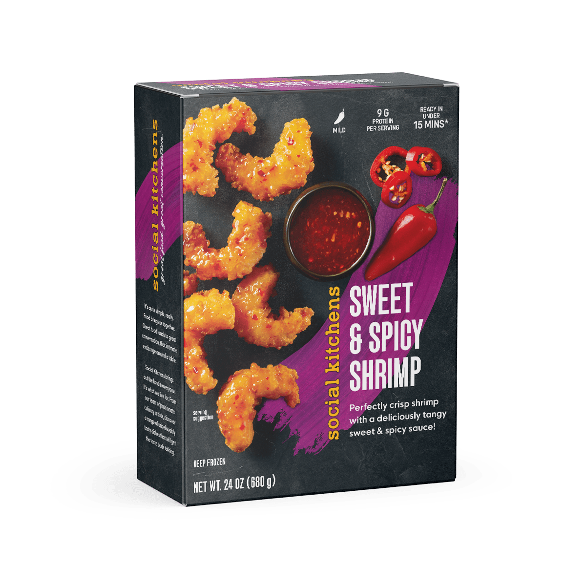 Social Kitchens Sweet and Spicy Shrimp 24oz Front of Package