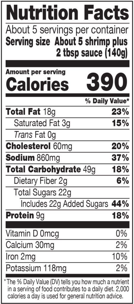 Social Kitchens Sweet and Spicy Shrimp 24oz Nutrition Information