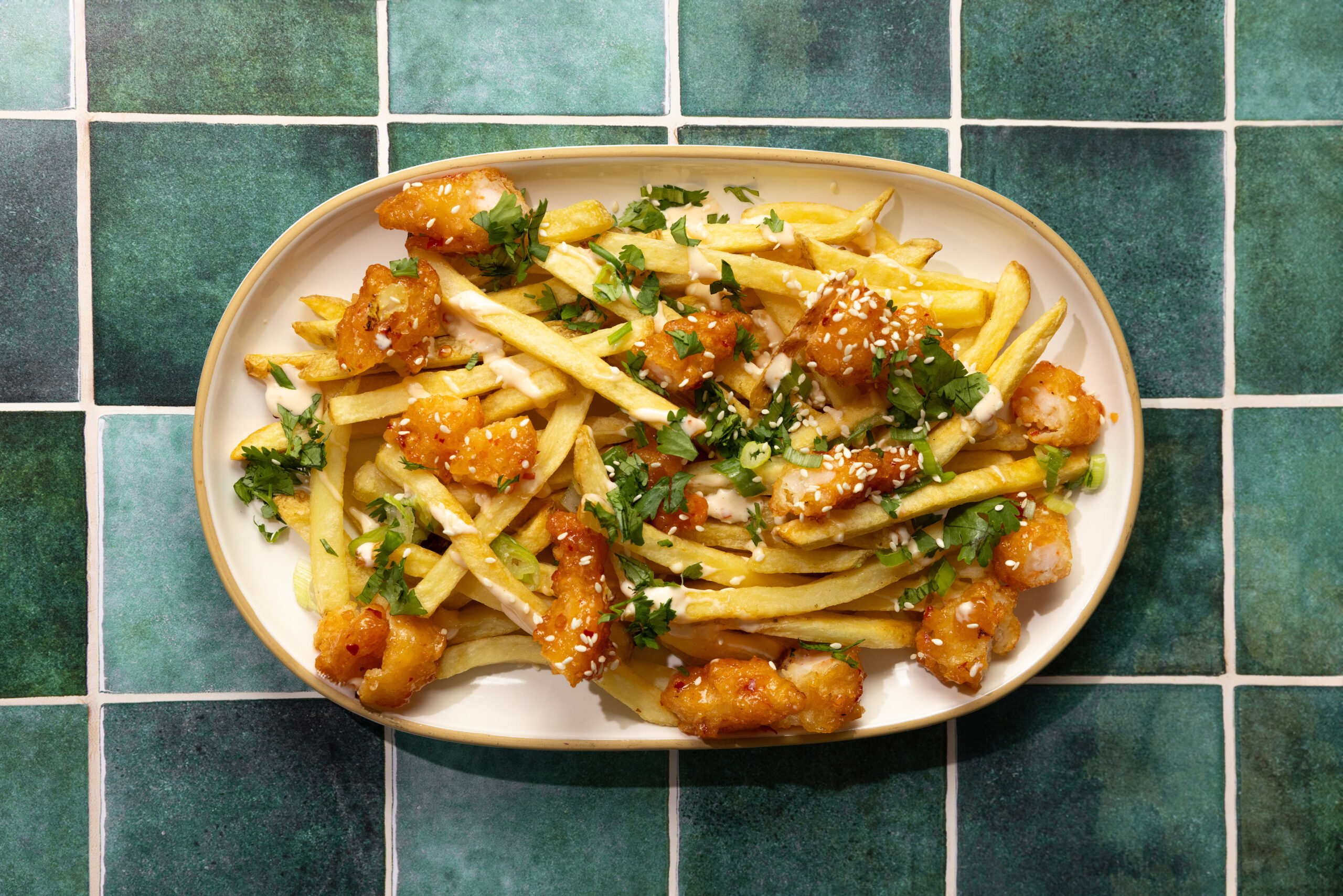 Loaded Sweet & Spicy Shrimp Fries | Social Kitchens