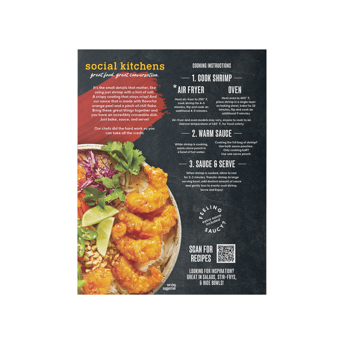 Social Kitchens Crispy Citrus Orange Shrimp Back of Package