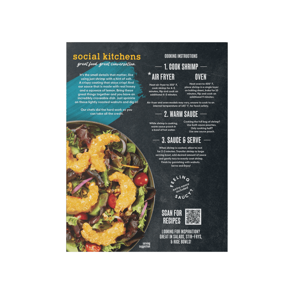 Social Kitchens Crispy Honey Walnut Shrimp Back of Package