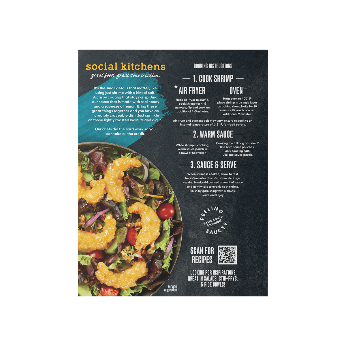 Social Kitchens Crispy Honey Walnut Shrimp Back of Package