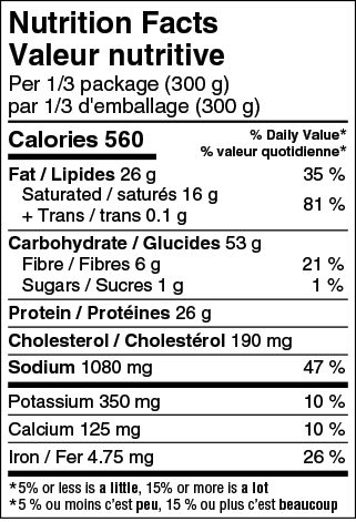 Social Kitchens Steakhouse Shrimp Linguine (Canada) / Linguine aux Crevettes de Grilladerie - Nutrition Facts / Valeur Nutritive.
